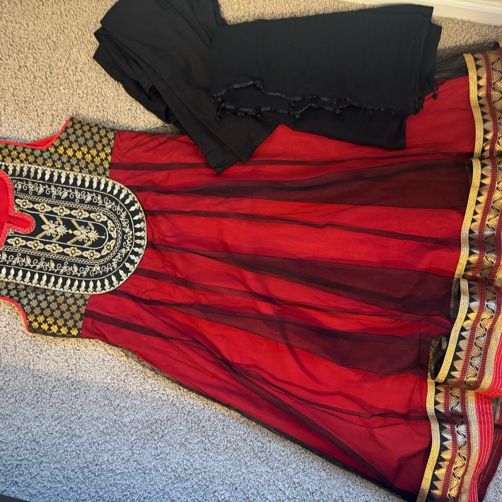 Elegant Red and Black Dress